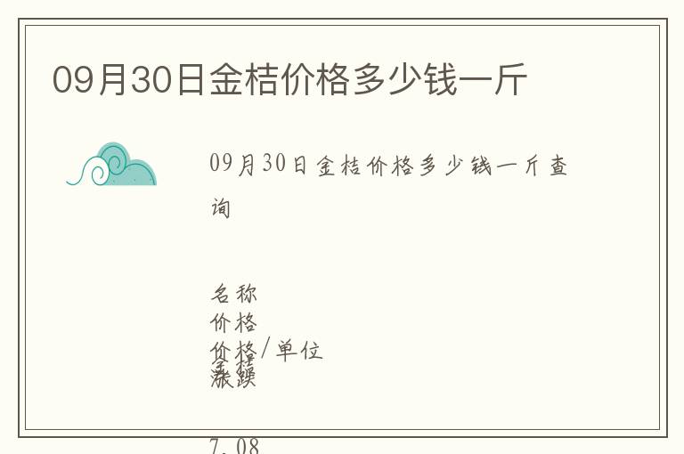 09月30日金桔價(jià)格多少錢(qián)一斤