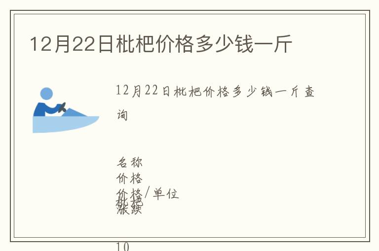 12月22日枇杷價(jià)格多少錢一斤