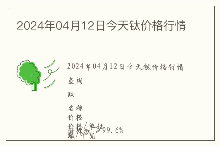 2024年04月12日今天鈦價(jià)格行情