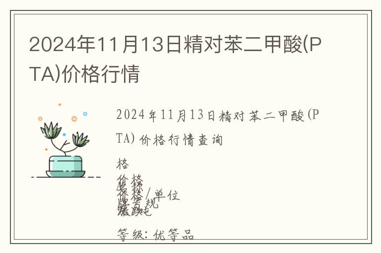 2024年11月13日精對(duì)苯二甲酸(PTA)價(jià)格行情