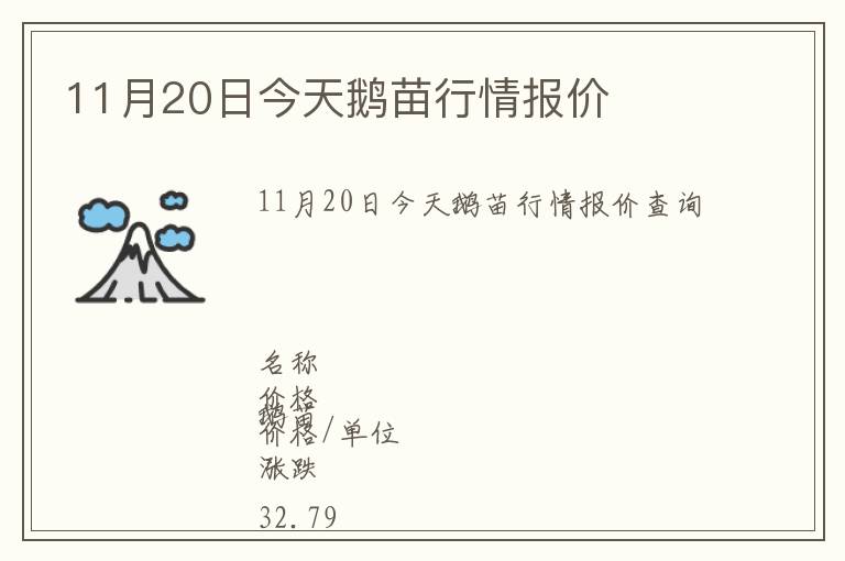 11月20日今天鵝苗行情報(bào)價(jià)