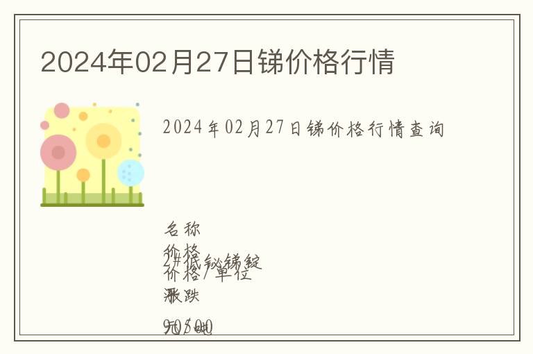2024年02月27日銻價(jià)格行情