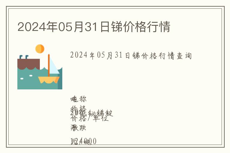 2024年05月31日銻價(jià)格行情