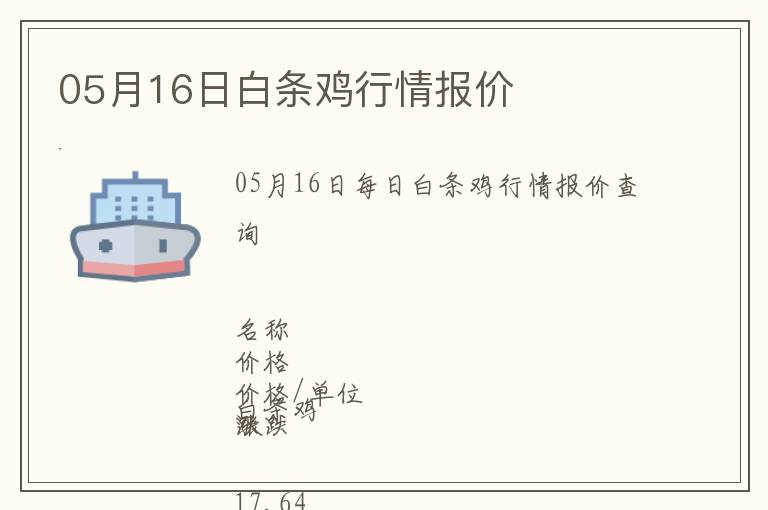 05月16日白條雞行情報(bào)價(jià)