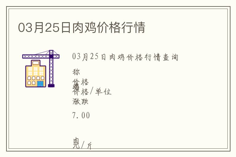 03月25日肉雞價格行情