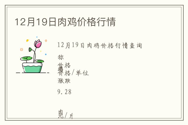 12月19日肉雞價(jià)格行情