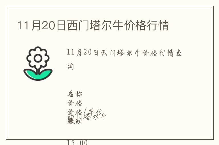 11月20日西門塔爾牛價(jià)格行情