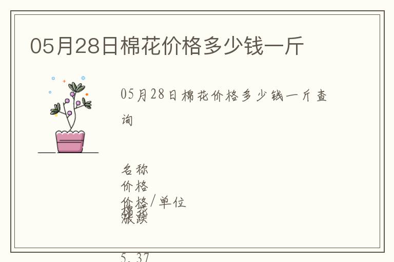 05月28日棉花價(jià)格多少錢一斤