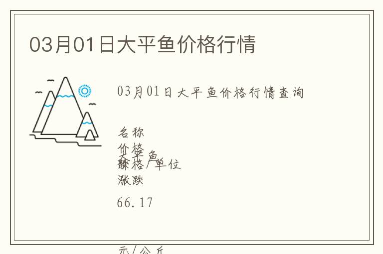 03月01日大平魚價格行情