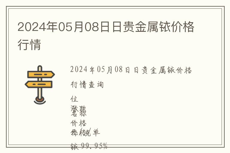 2024年05月08日日貴金屬銥價(jià)格行情