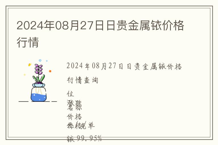 2024年08月27日日貴金屬銥價(jià)格行情