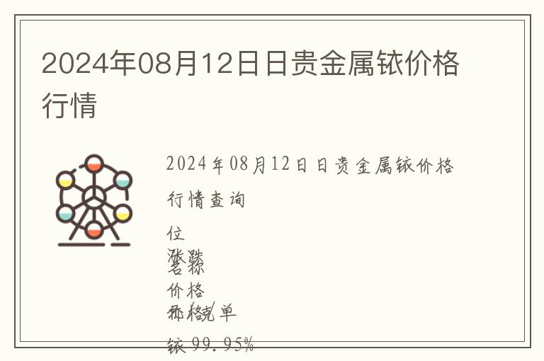 2024年08月12日日貴金屬銥價(jià)格行情