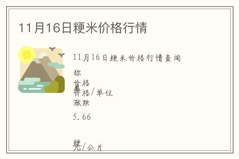 11月16日粳米價(jià)格行情