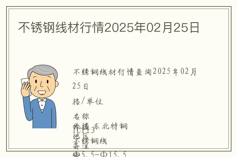 不銹鋼線材行情2025年02月25日
