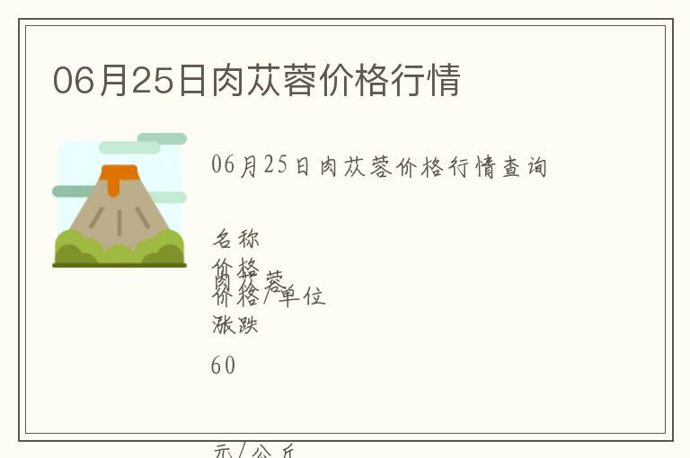 06月25日肉蓯蓉價(jià)格行情