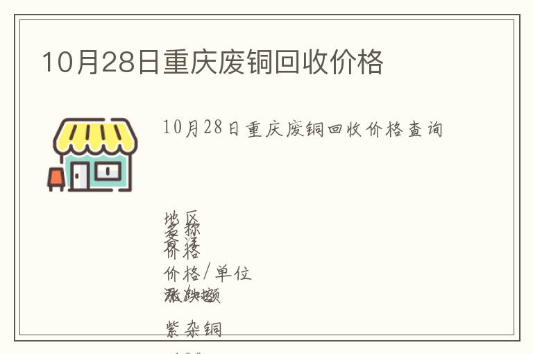 10月28日重慶廢銅回收價(jià)格