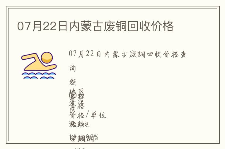 07月22日內(nèi)蒙古廢銅回收價格
