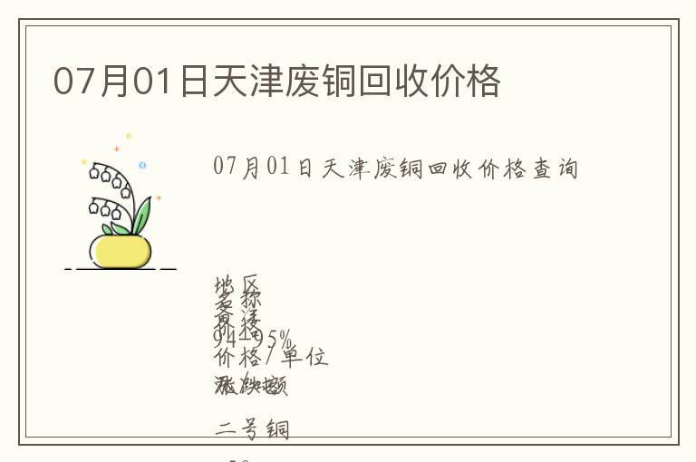 07月01日天津廢銅回收價(jià)格