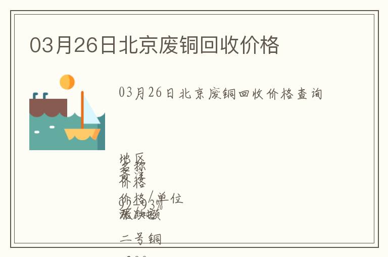03月26日北京廢銅回收價(jià)格