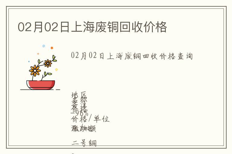 02月02日上海廢銅回收價(jià)格