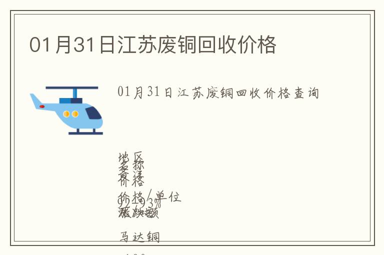 01月31日江蘇廢銅回收價格
