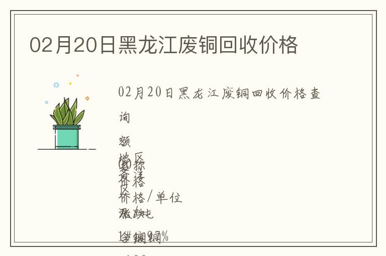 02月20日黑龍江廢銅回收價格