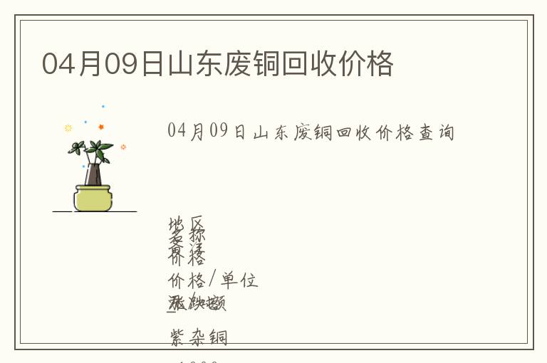 04月09日山東廢銅回收價(jià)格