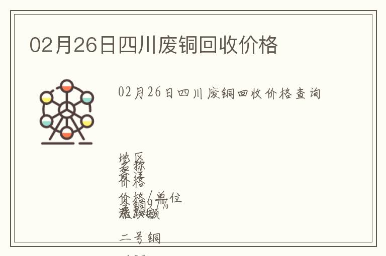 02月26日四川廢銅回收價格