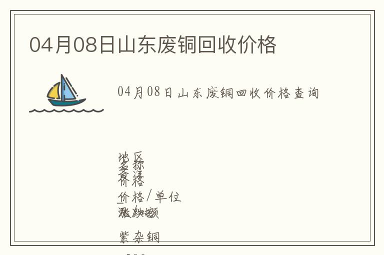 04月08日山東廢銅回收價(jià)格