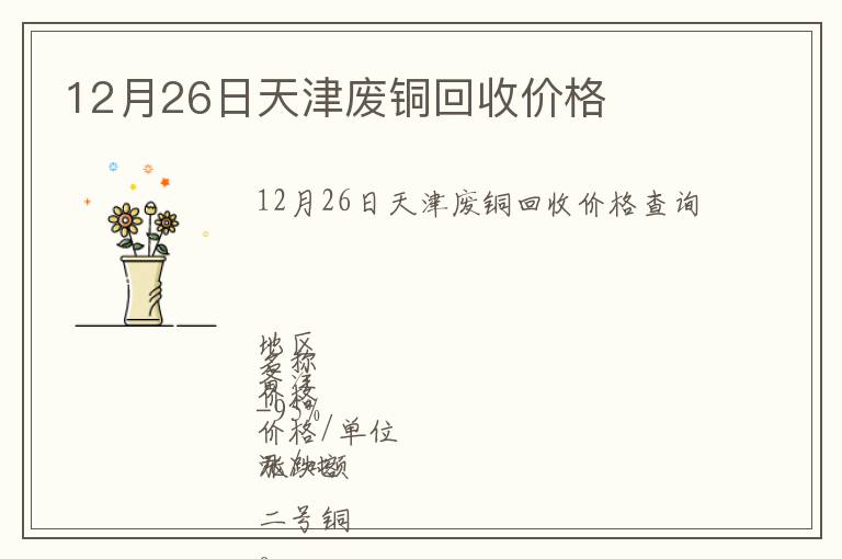 12月26日天津廢銅回收價(jià)格