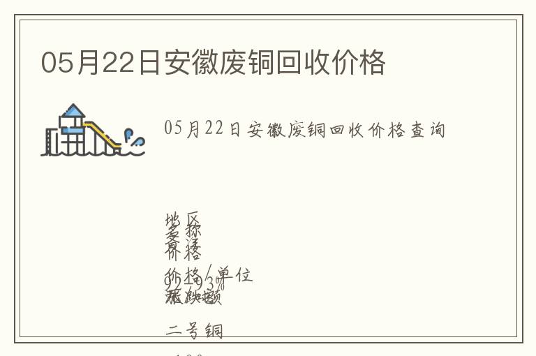 05月22日安徽廢銅回收價(jià)格