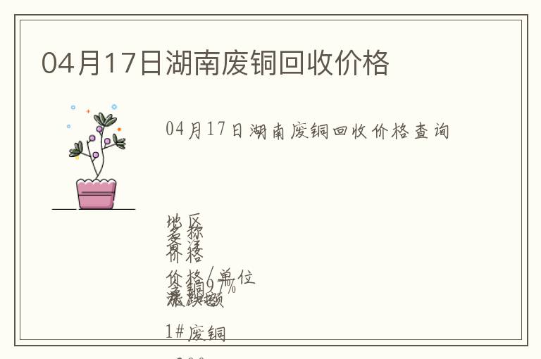 04月17日湖南廢銅回收價格