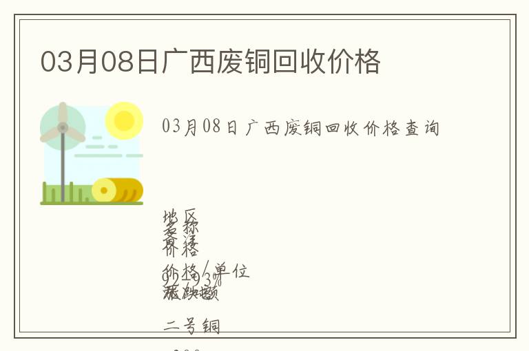 03月08日廣西廢銅回收價(jià)格