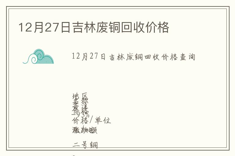 12月27日吉林廢銅回收價(jià)格