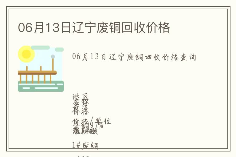 06月13日遼寧廢銅回收價(jià)格