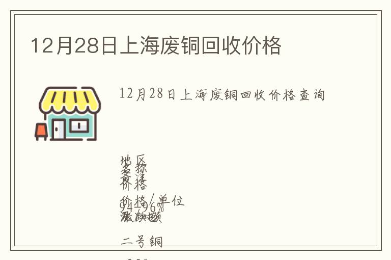 12月28日上海廢銅回收價(jià)格