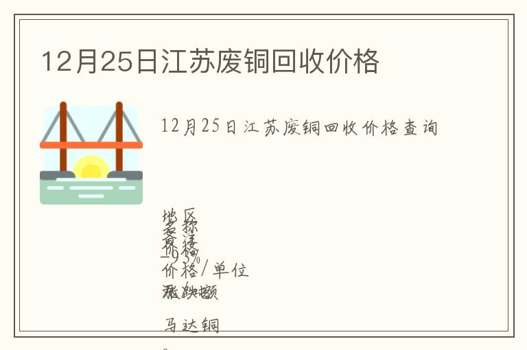 12月25日江蘇廢銅回收價(jià)格