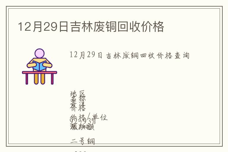 12月29日吉林廢銅回收價(jià)格