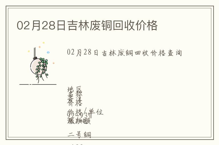02月28日吉林廢銅回收價(jià)格