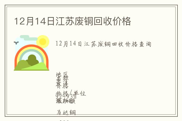 12月14日江蘇廢銅回收價(jià)格