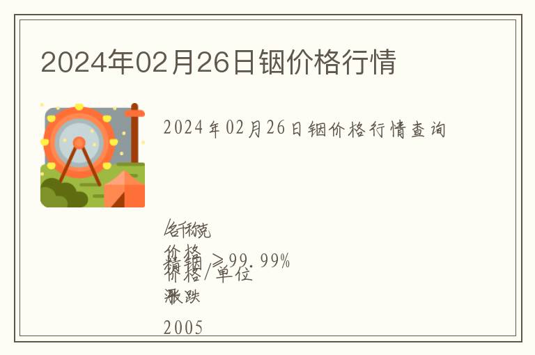 2024年02月26日銦價(jià)格行情