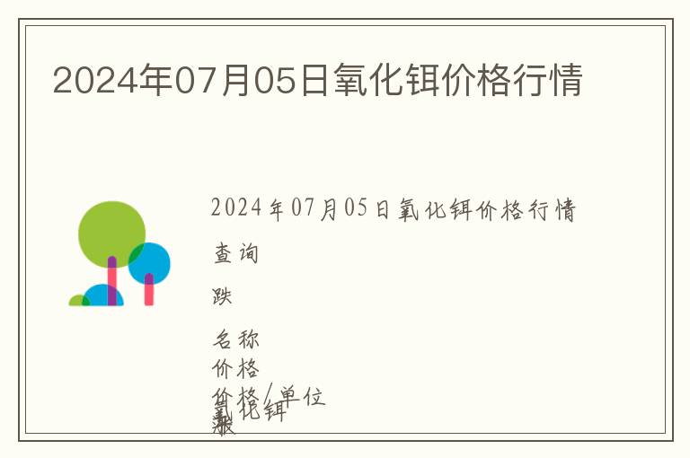 2024年07月05日氧化鉺價(jià)格行情