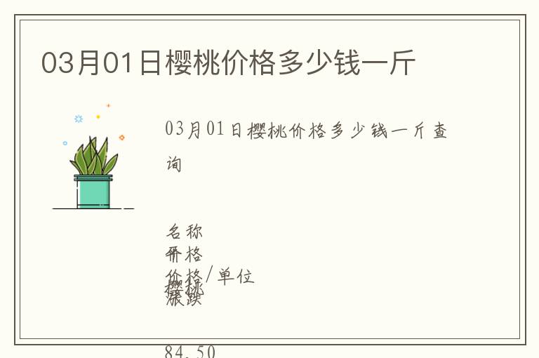 03月01日櫻桃價格多少錢一斤