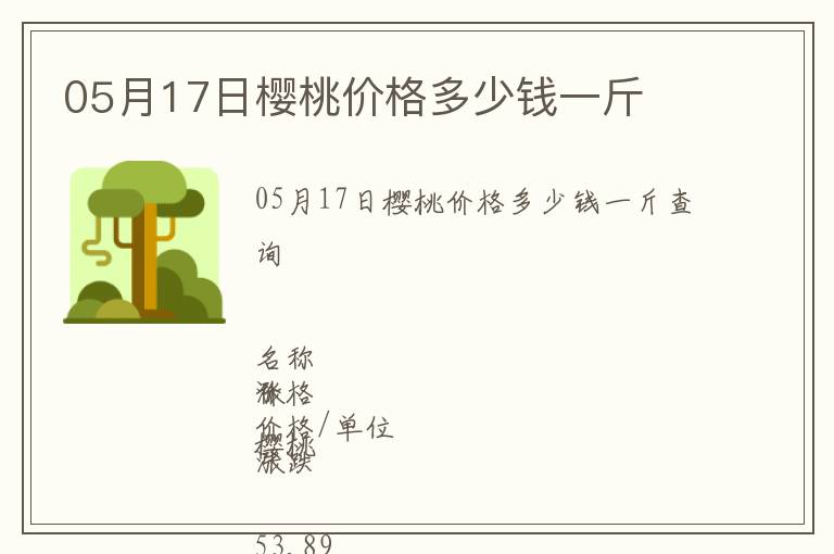 05月17日櫻桃價(jià)格多少錢(qián)一斤