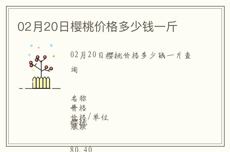 02月20日櫻桃價格多少錢一斤