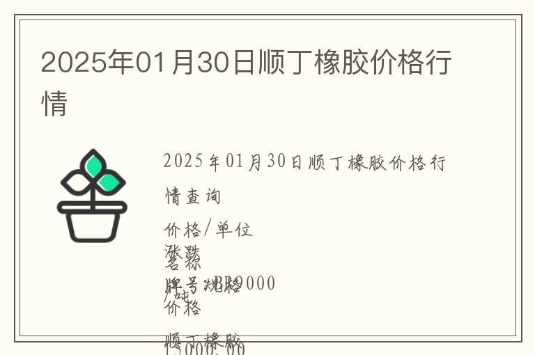 2025年01月30日順丁橡膠價(jià)格行情
