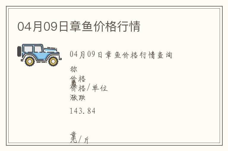 04月09日章魚價格行情