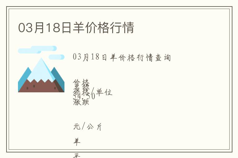 03月18日羊價(jià)格行情