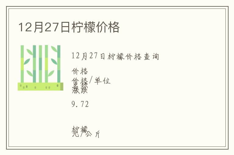 12月27日檸檬價(jià)格