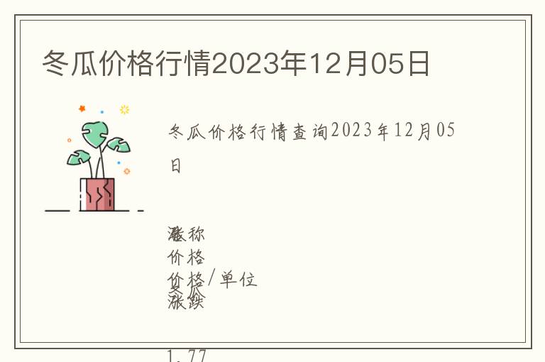 冬瓜價格行情2023年12月05日